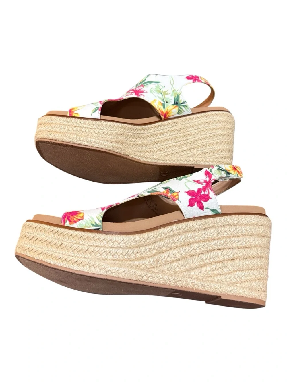 Corkys Freddy White Floral Platform Wedge Sandals Size 10 NIB